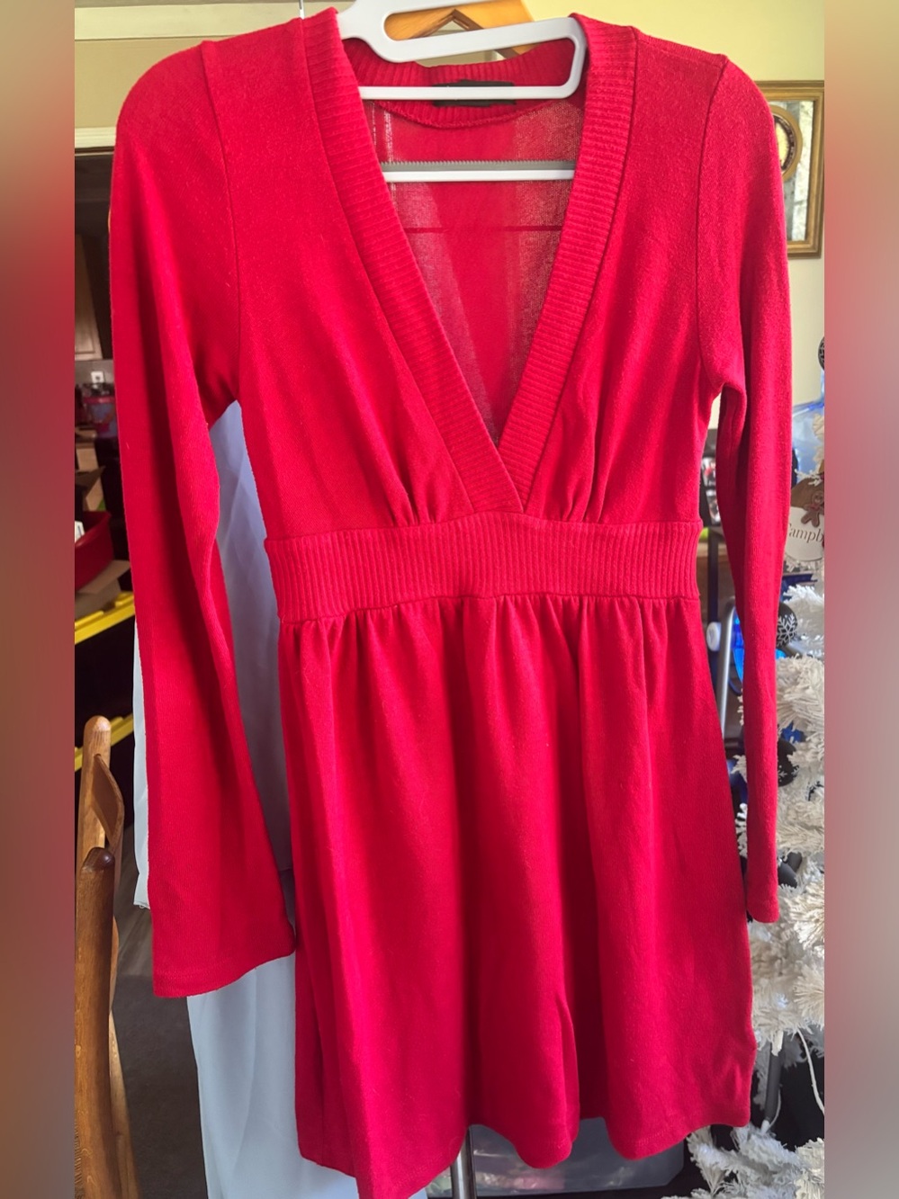 Twenty One Red V-Neck Long Sleeve Dress size M